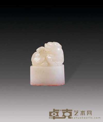 清 玉兽印章 高3.1cm